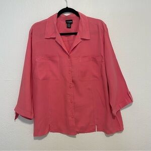 Notations Woman silk pink Button-Up Top size 2X drapey cutout thin flowy spring